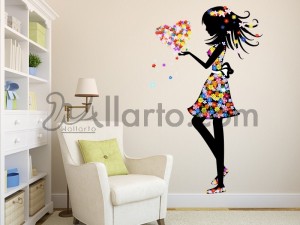 Girl with flower, interior wallpaper, quotes sticker, room wallpaper, sticker dubai, vinyl sticker dubai,  wall art, wall coveri