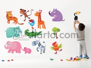 Jungle animals pieces, Calligraphy sticker, Canvas, Creative wall decals, creative wall sticker, creative wall stickers, decal s