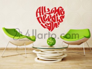 all we need is love 2, wall   decal, wall stickers, wall art, wall design, dubai stickers, abu dhabi stickers, uae stickers, dec