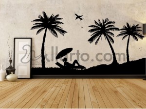 Beach view, wall decal   stickers, wall vinyl decorative,canvas, collage, graphic wall, Canvas print, wallpaper, wall decals, mu