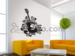 Floral Guitar, home interior Dubai, stickers wall, wall graphics Dubai, stickers for walls Dubai, stickers Dubai, wall stickers 